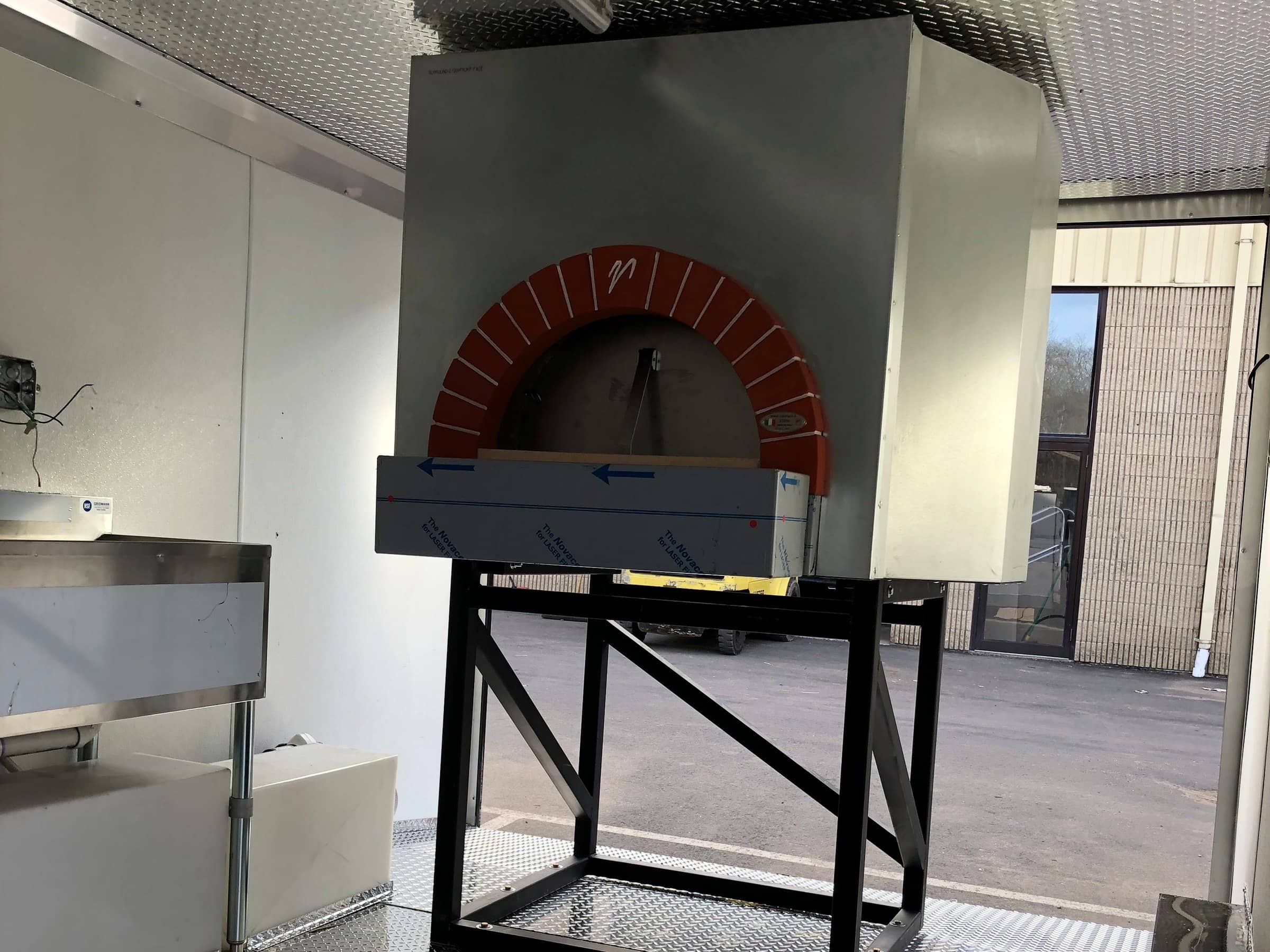Valoriani 110 brick oven in the Maple Wood Pizza trailer